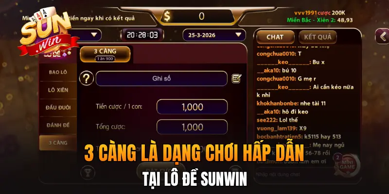 3 Càng là dạng chơi hấp dẫn tại Lô Đề Sunwin